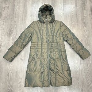 MONCLER Authentic Olive Green Long Down Puffer Coat Parka Hooded Size 2